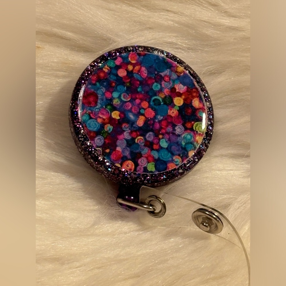 Hand crafted badge reel with clip